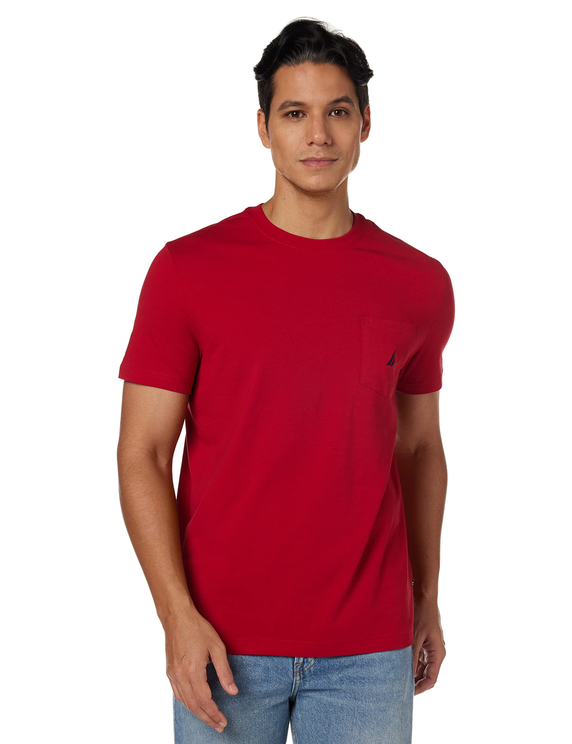 Nautica Mens Solid Crew Neck Short-Sleeve Pocket T-Shirt X-Large Tall Nautica Red 1AETKJ